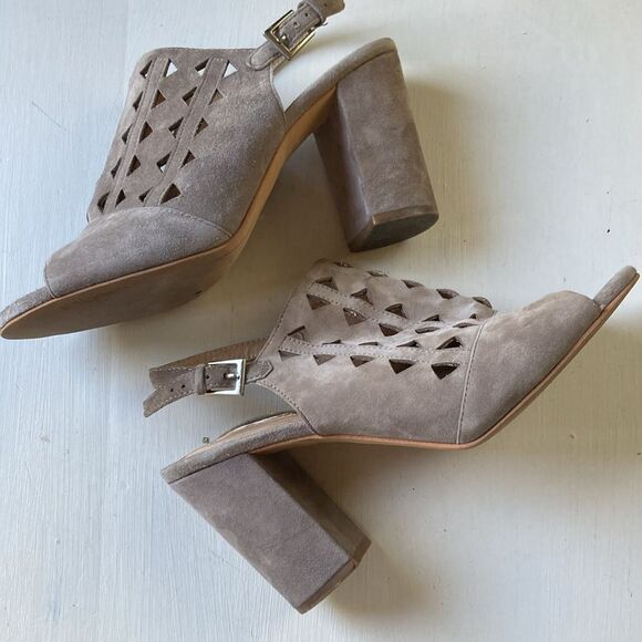 Halogen Sling Back Lazer Cut Suede Zoey Leather Open Toe Sandals Sz 7.5M - Picture 5 of 13